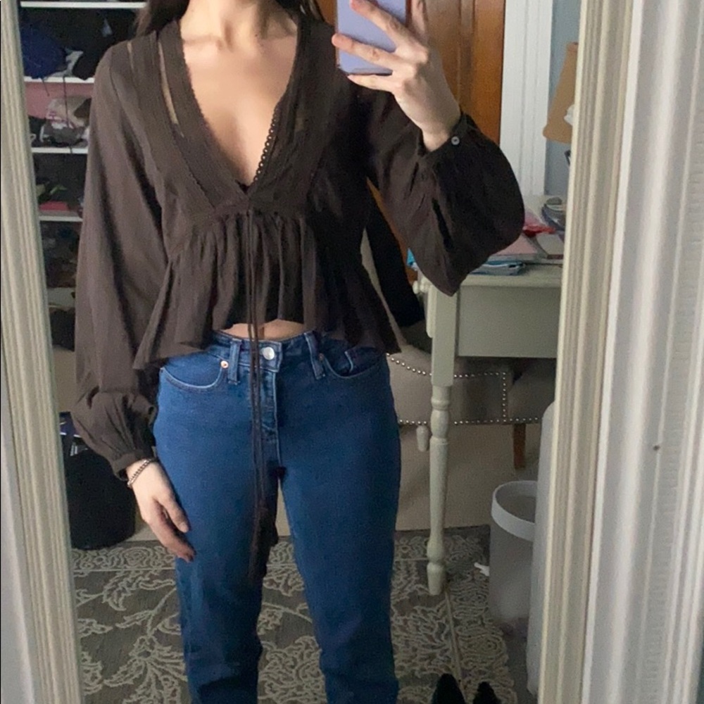 Boho free people blouse🤎